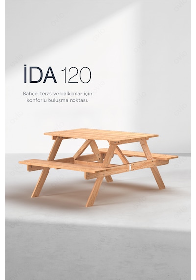 Ahşap Oturma Masası İda 120 4 Kişilik Sade Ve Konforlu Tasarım Teak