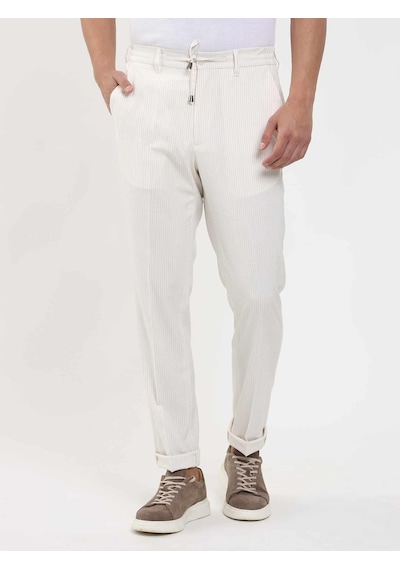 Dufy Bej Erkek Slim Fit Çizgili Pantolon - 104915-bej Bej