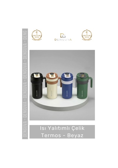 Termos Vakumlu Paslanmaz İzolasyonlu Sızdırmaz Dayanıklı Hediye Modern Şık Çelik Termos Beyaz