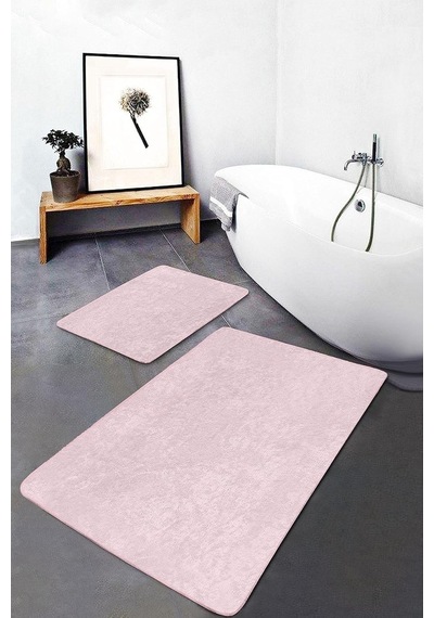 Realhomes Real Homes 2'li Set Düz Renk Pembe 2'li Banyo &amp Mutfak Paspas Takımı Genel