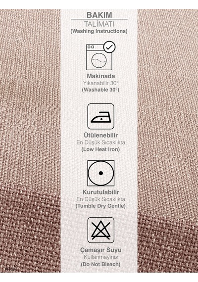 Br Perle Açık Pembe Keten Dokulu Masa Örtüsü
