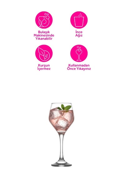Lav Ella Cam Goblet 6'lı 330 ml Ayaklı (Şarap Kadehi , Kokteyl Bardağı)