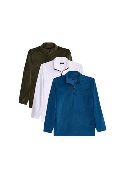 Tudors Unisex 3'lü Paket Haki-ekru-indigo Standart Fit Soğuğa Karşı Dayanıklı Polar Sweatshirt-41771 Çok Renkli