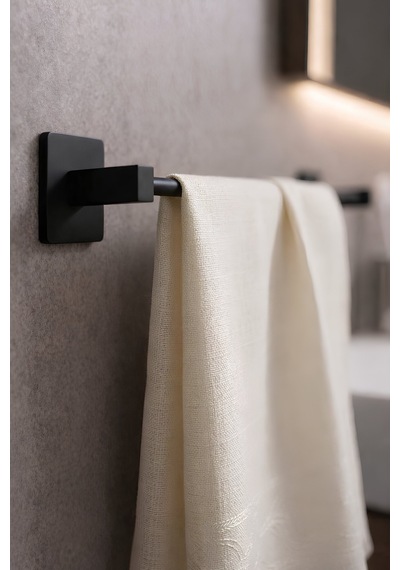 Sas Haus Yapışkanlı Siyah Uzun Havluluk Duvar Tipi Delme Gerektirmez Banyo Havlu Askılığı S-101 Kts