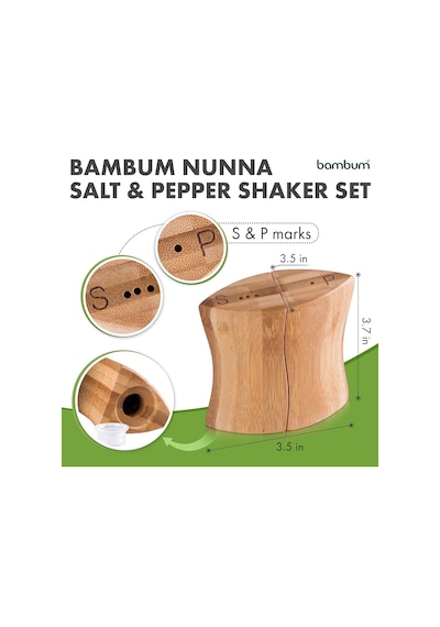Bambum Nunna Bambu Tuzluk Ve Biberlik Seti, Mutfak Tezgahı Veya Masa İçin Doğal Bambu Ahşap Tuzluk Ve Biberlik Seti, Diğer