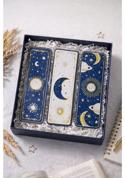 Celestial Night Güneş & Ay Temalı Kitap Ayracı Seti
