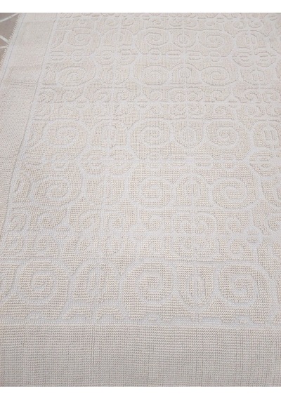 Pamuklu Bukle Lüks Kilim 140x200 -spiral Düz Krem Krem
