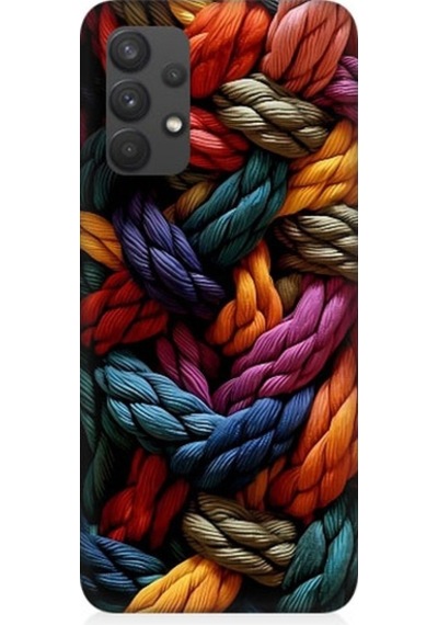 Samsung Galaxy A32 Uyumlu Pastel Renkli Düğüm İpler Desenli Silikon Kılıf