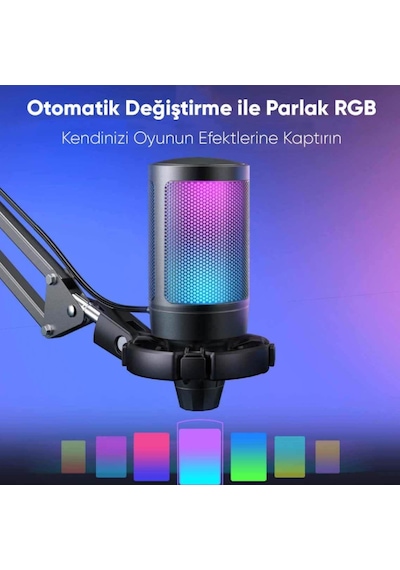 Fifine Ampligame A6tb Rgb Yayinci Usb Pembe Mikrofon Seti