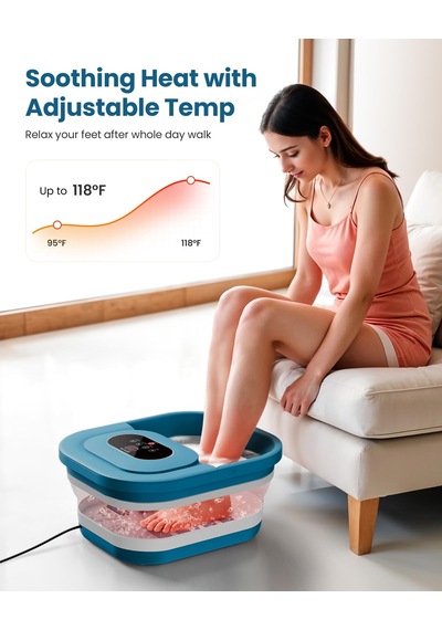 Comfıer Isılı Ayak Spa Masajı, Isıtmalı Ayak Banyosu, Kabarcıklar, Titreşim, Sıcaklık Kontrolü, Pedikür Ponza Taşı, Akıllı Zamanlayıcı, Mavi