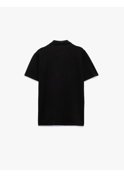 Koton Viskon Regular Fit Polo Yaka Yarım Fermuarlı Kısa Kollu Triko Tişört Siyah 6wam70011ht Siyah