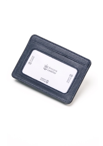 Ancora Leather Hakiki Deri-minimal Tasarım Kartlık-26205-kişiye Özel İsim Baskılı Lacivert