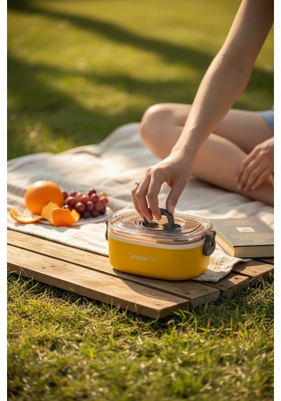 Vagonlife Bento 600ml Paslanmaz Çelik Sefer Tası - Sarı Yellow