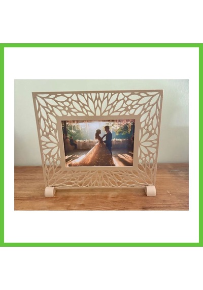 Bezos 3d Baskı Yaprak Desenli Masaüstü Fotoğraf Çerçevesi Oyma Çiçek Desenli Düğün Ve Masa Numarası Çerçevesi Bej Dmc