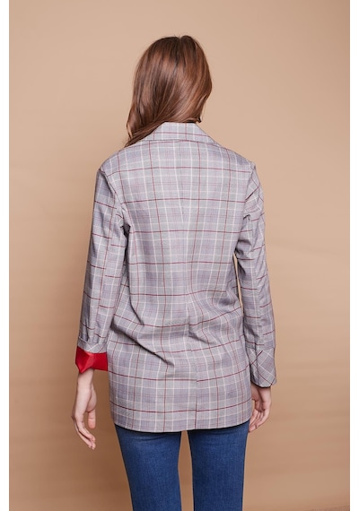 Ekoseli Yakalı Kolu Katlamalı Cep Kapaklı Boyfriend Hafif Likralı Kumaş Blazer Ceket-bordo Ekose Bordo Eks. Ekoseli Yakalı Kolu Katlamalı Cep Kapaklı Boyfriend Hafif Likralı Kumaş Blazer Ceket-bordo Ekose Bordo Eks.