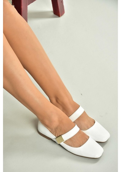 Fox Shoes U726454509 Beyaz Kadın Babet Beyaz-suni Deri