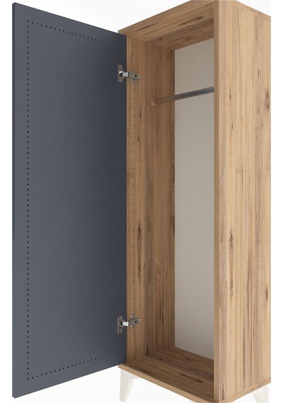 Arges Dolap Tek Kapaklı Tek Askılı 44x30x134 Çam-antrasit Çam