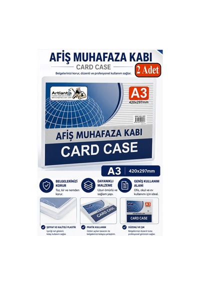 A3 Afiş Muhafaza Kabı 2 Adet 29.7x42 Cm Belge Saklama Kabı Şeffaf Kaliteli Plastik Dosya Belge Saklama