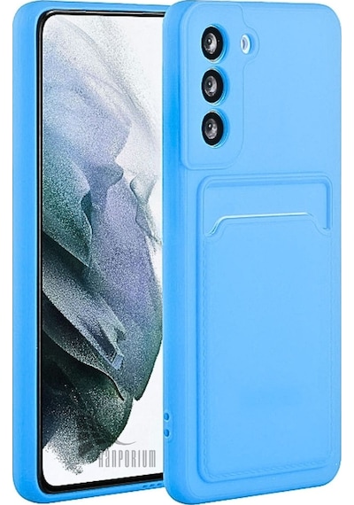 Samsung Uyumlu Galaxy A55  Kartlıklı Silikon Kılıf Kamera Korumalı Pastel Renk Esnek Kapak-mavi