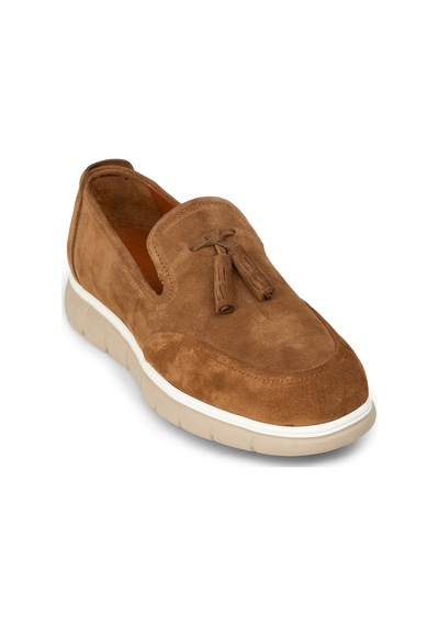 Deery Erkek Hakiki Süet Taba Rengi Püsküllü Loafer - 02048mtbae01