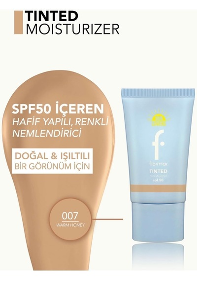 Sun Lovers Nemlendirici Etkili &amp Doğal Bitişli Renkli Güneş Koruyucu Spf50-007 Warm Honey