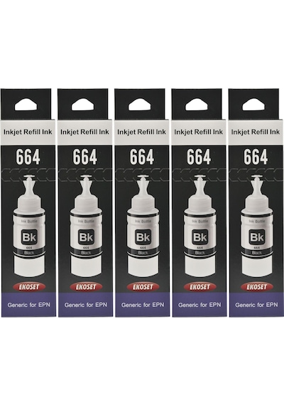 Ekoset Epson L550 L565 Siyah Uyumlu Mürekkep 70 ML 5 Adet