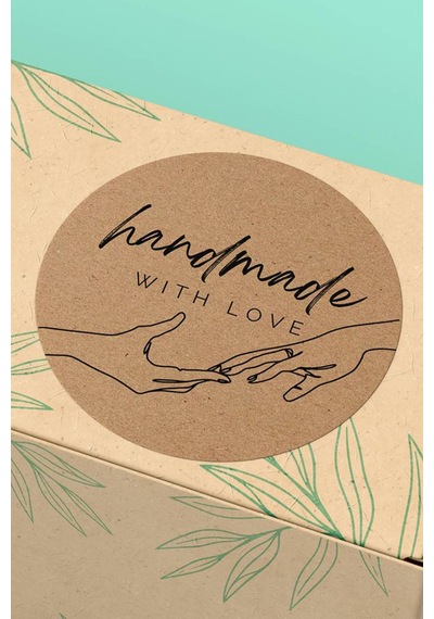 Handmade With Love Kraft Sticker 3x3cm St2276 Çok Renkli