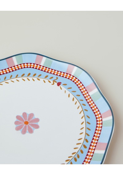 English Home Timeless Botanica New Bone Pasta Tabağı 20 Cm Pembe - Mavi