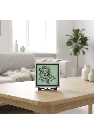 Aslan Figürlü Dekoratif Obje, Güç Ve Asaleti Yansıtan Modern Masaüstü Dekoru 10x10 Cm