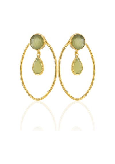 Kadir Jewellery 22 Ayar Altın Kaplama Vintage Küpe -el İşçiliği Ve Hipoalerjenik Küpe Altın - Zeytin Yeşili 57845050