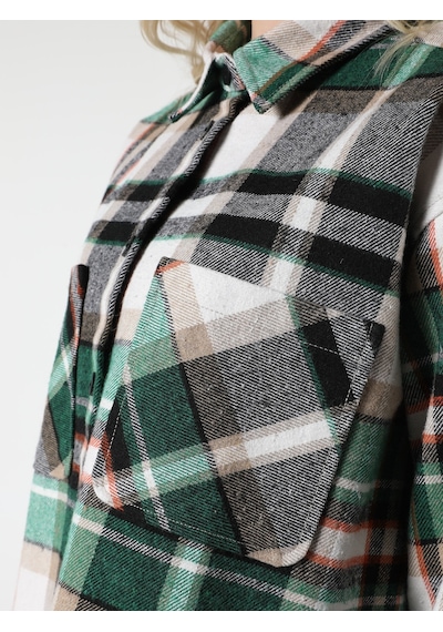 Colin's Colins Regular Fit Ekoseli Cepli Yeşil Kadın Uzun Kol Gömlek Cl1061037 Yeşil