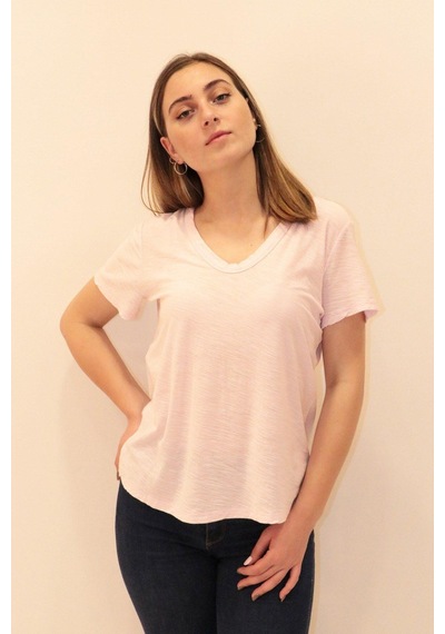 Rich Kadın Organik V Yaka T-shirt %100 Pamuk Tişört Beyaz