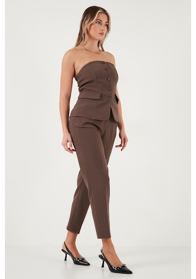 Lela Regular Fit Yüksel Bel Düz Paça Havuç Bayan Pantolon 68350109 Kahve