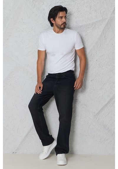 Blayn Jeans Erkek Antrasit Baggy Kot Pantolon - Geniş Kalıp Günlük Rahat Denim Jean siyah