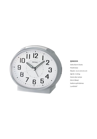 Seiko Qhk059s Sessiz Saniyeli Aydınlatmalı Bell Sesli Alarm 5 Dk Ertelemeli Masa Saati Çok Renkli