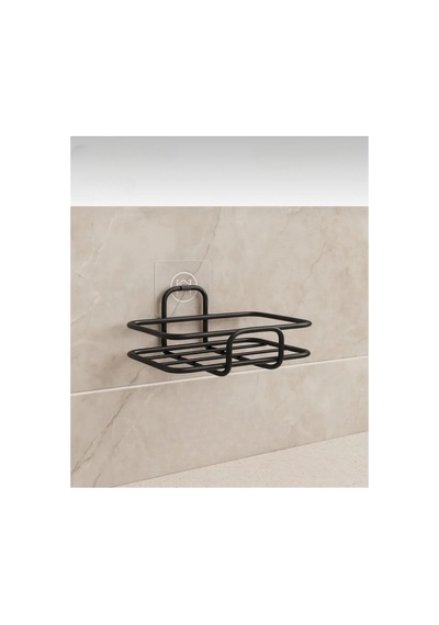Buççin Online Mağaza Yapışkanlı Siyah Katı Sabunluk Mutfak Banyo Rafı Sabunluk Metal Siyah Çok Renkli