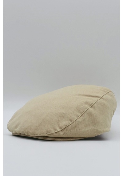 Külah Erkek Yazlık %100 Cotton Kasket Şapka Flat Cap-Bej-Standart