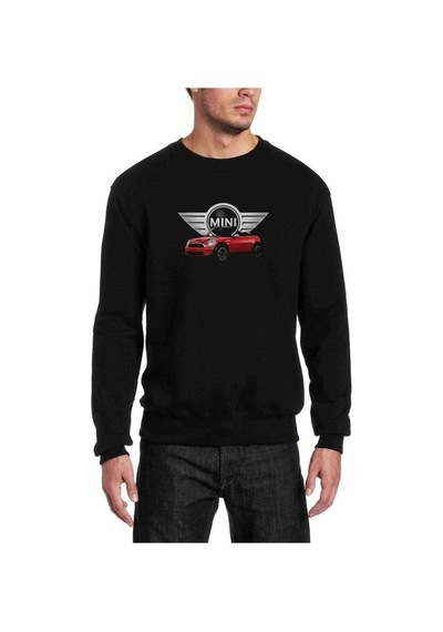 Miıni Cooper Baskılı Siyah Erkek Örme Sweatshirt