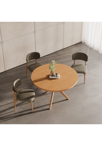 Haven Pergel İskandinav Doğal Ahşap Mutfak Masası 110x110 Natural