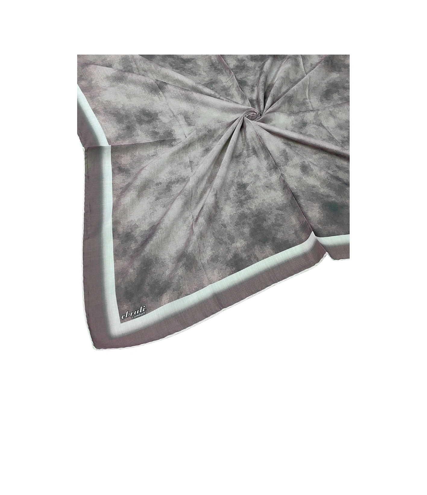 Mim Eşarp Ebruli Soft Pamuklu Desenli Eşarp - 95x95 Cm Toprak