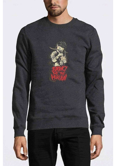 Bring Me The Horizon Baskılı Füme Antrasit Erkek Sweatshirt
