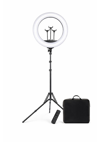 Ring Light Led Işık Halkası 21 Inç 54 Cm Profesyonel Stüdyo Işığı Ve 210 Cm Döküm Ayak Kumanda Çanta Siyah