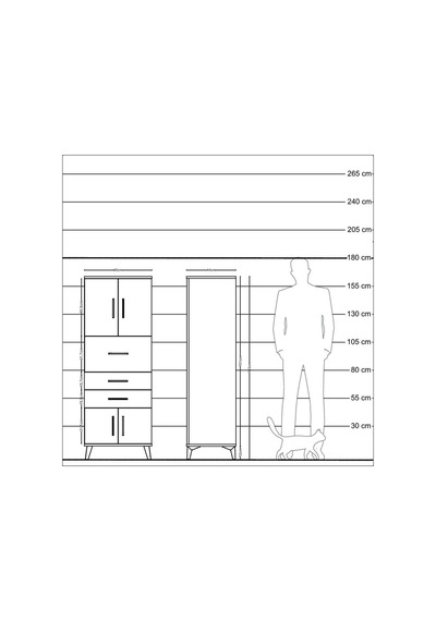 Hyperion Dolap 2 Raflı 3 Çekmeceli 4 Kapaklı 60x44x163 Çam-çam Çam