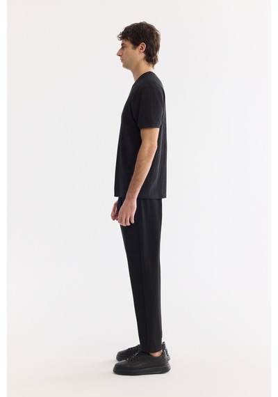 Avva Erkek Siyah Bisiklet Yaka Pamuklu Elastan Regular Fit T-shirt A61y1023