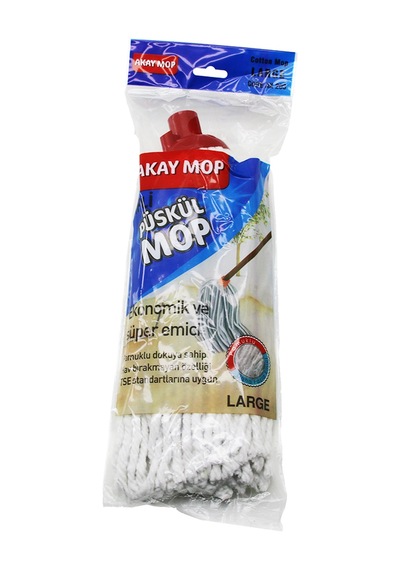 Pamuklu Püsküllü Mop Başlığı 23cm Orta-large Klasik Sap Diğer