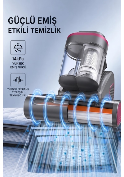 Glr G-163 100w Şarjlı Anti-mite Süpürge Uv Işıklı Akarlar Toz Akarı Yatak Koltuk Süpürgesi