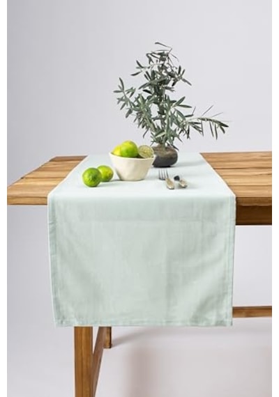 W Wellstil Premium Keten Runner 40 X 150 Cm Adaçayı Abanoz