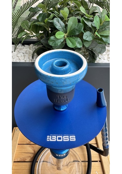Mr Eds E29 Boss - Gökkuşağı Serisi Nargile Takımı Mavi Taş Bowls Lüle Dahil 2li Nargile Seti