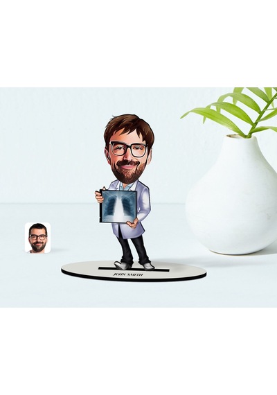 Kişiye Özel Bay Radyolojist Karikatür Ahşap Biblo - 1