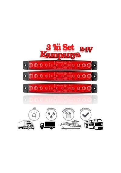 Sanel 12 Ledli 3'lü Set Parmak Led 24v Kırmızı Sbc24r12-3